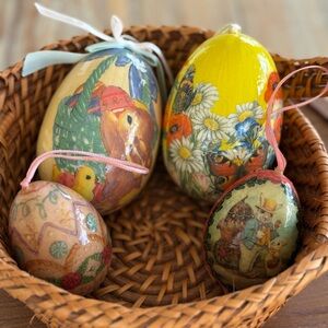 Paper Machete Decorative Easter Eggs Set of Four